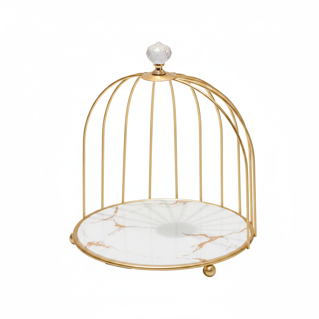 Gold Birdcage Decorative Tray